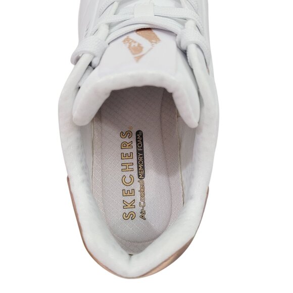 New Skechers Street Womens Juno Level Player White Gold Sneakers Shoes - Picture 6 of 8